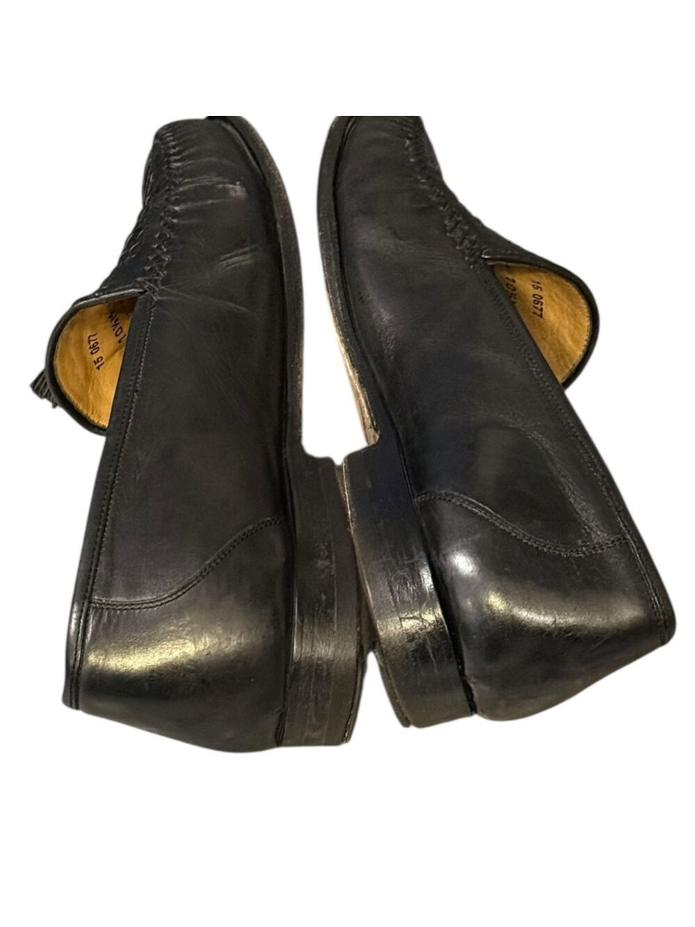 Johnston & Murphy Woven Leather Tassel Loafers Black Mens 10½ Medium - Picture 11 of 12